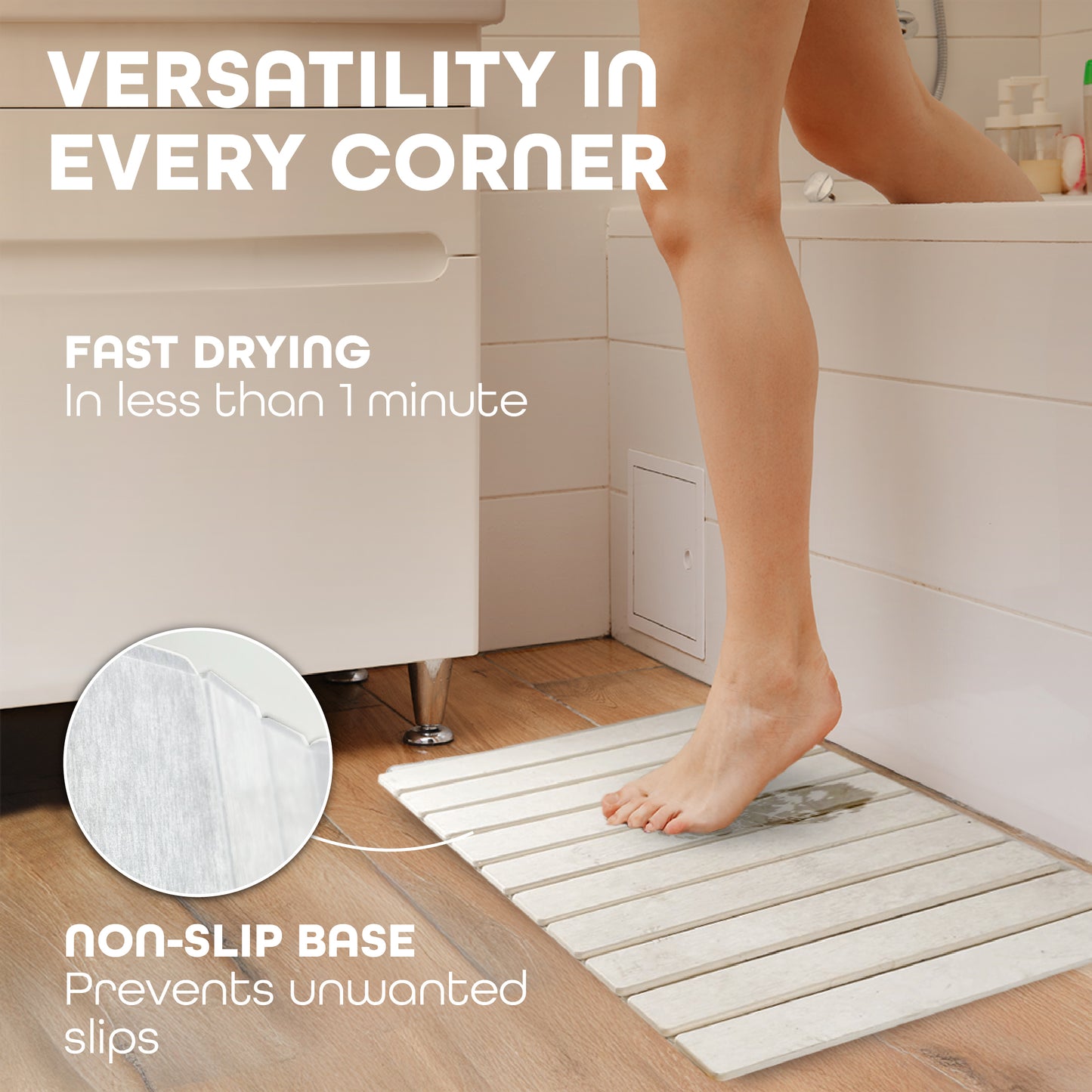 Large Stone Dish Drying Mat – Foldable, Quick Dry & Eco-Friendly (24" x 16", White - Dark Gray)